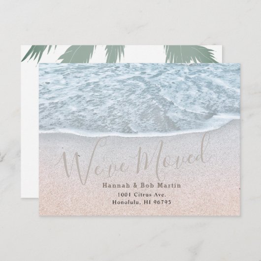 ブルー海&サンディビーチ海岸線移動 案内ポストカード (正面/裏面)