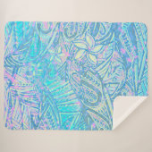 ブルー海-ハワイアン – サモアン – ポリネシア族の部族 シェルパブランケット (正面(横))