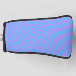 ブルー淡い色のとラベンダーの波形パタ市松模様にーン ゴルフヘッドカバー