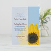 ブルー淡い色のイエローサンフラワー結婚式招待状 招待状 (スタンド正面)