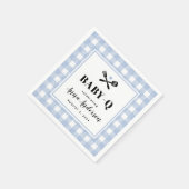 ブルー淡い色のギンガムプレイドベビーQ スタンダードカクテルナプキン (角)