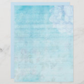 ブルー淡い色のシャビーフローラスクラップブック紙 (正面/裏面)