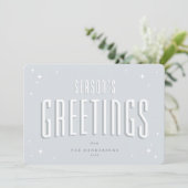 ブルー淡い色のシーズングリーティングレトロ星写真 シーズンカード (スタンド正面)