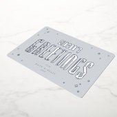 ブルー淡い色のシーズンズグリーティングレトロスターズフラット 箔シーズンカード (回転した状態)