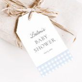 ブルー淡い色のジンガムクラシックボーイズ赤ちゃんシャワー賛成 ギフトタグ