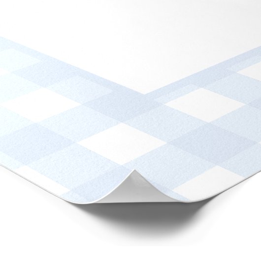 ブルー淡い色のジンガムクラシック男の赤ちゃんウェルカムサイン ポスター (角)