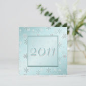 ブルー淡い色のスノーフレーク新年のイブパーティー招待状 招待状 (スタンド正面)