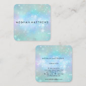 ブルー淡い色のスパークルズ美しいメイクアップアーティスト スクエア名刺 (正面/裏面)