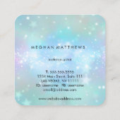 ブルー淡い色のスパークルズ美しいメイクアップアーティスト スクエア名刺 (裏面)