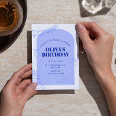 ブルー淡い色のスモダン・スウィート16誕生日for Girl 招待状