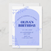 ブルー淡い色のスモダン・スウィート16誕生日for Girl 招待状 (正面)