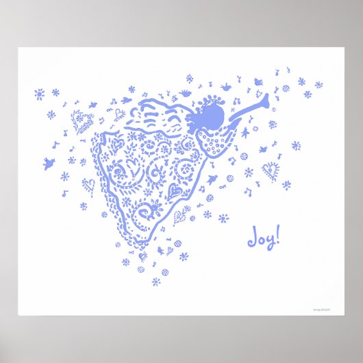 ブルー淡い色のトランペット天使ポスター ポスター (正面)