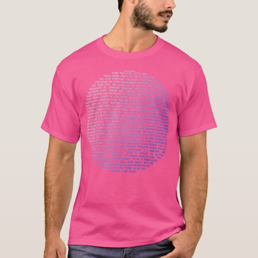 ブルー淡い色のドット – カール・サガン Tシャツ (正面)