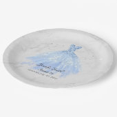 ブルー淡い色のドレスグリッターSweet sixteen ペーパープレート (アングル)