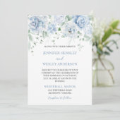 ブルー淡い色のバラアジサイ結婚式招待状 招待状 (スタンド正面)