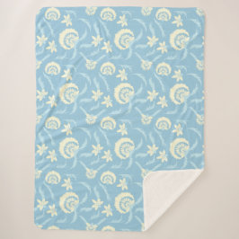 ブルー淡い色のフローラシェルパブランケット シェルパブランケット