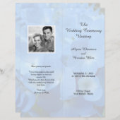 ブルー淡い色のフローラトールフォールディング結婚式 プログラム (正面/裏面)