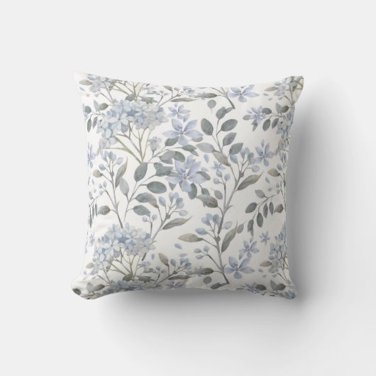 ブルー淡い色のフローラ装飾用クッション クッション (正面)