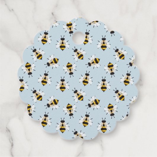 ブルー淡い色のベビートゥビーハニーシャワーメッセージカード フェイバータグ (裏面)