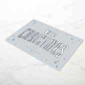 ブルー淡い色のメリークリスマスレトロスターズフラット 箔シーズンカード (回転した状態)