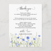 ブルー淡い色のワイルドフラワー結婚ズゲストウェルカム エンクロージャーカード (裏面)