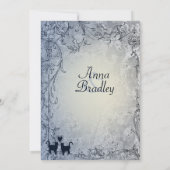 ブルー淡い色のヴィンテージシャビーガーデンキャッ結婚トズ 招待状 (裏面)