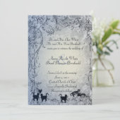 ブルー淡い色のヴィンテージシャビーガーデンキャッ結婚トズ 招待状 (スタンド正面)