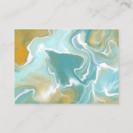 ブルー淡い色の,ティール（緑がかった色）,ターコイズ大理石アート 名刺 (裏面)