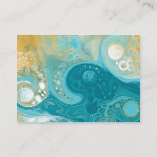 ブルー淡い色の,金ゴールド,ティール(緑がかった色),ターコイズ大理石アート 名刺 (裏面)