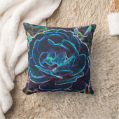 ブルー渦巻形のネオンバラ クッション (ブランケット)