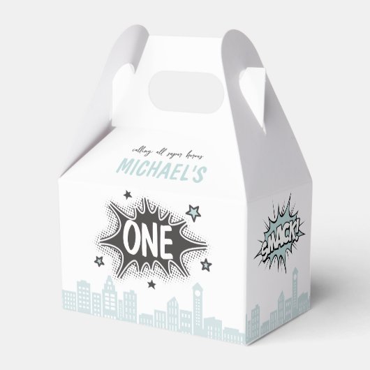 ブルー漫画ブックスーパーヒーローゲーブルビーフボックス フェイバーボックス (正面サイド)