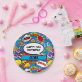 ブルー漫画ブックスーパーヒーローバースデーパーティー ペーパープレート (パーティー)