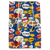 ブルー漫画ブックデザインパターン ミディアムペーパーバッグ (裏面)