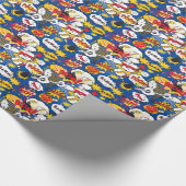 ブルー漫画ブックデザインパターン ラッピングペーパー (角)