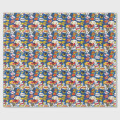 ブルー漫画ブックデザインパターン ラッピングペーパー (フラット)