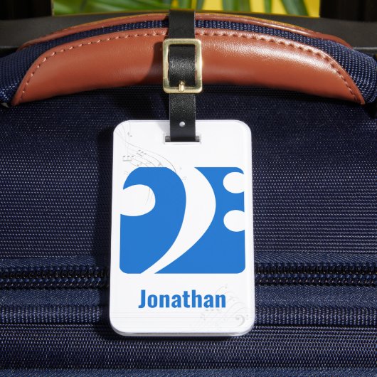 ブルー澄んベースクレフ、 音符記号ミュージックシンボル荷物タグ ラゲッジタグ (正面インサイチュ2)