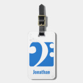 ブルー澄んベースクレフ、 音符記号ミュージックシンボル荷物タグ ラゲッジタグ (正面縦)