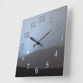 ブルー火星の夕日 スクエア壁時計 (傾斜)
