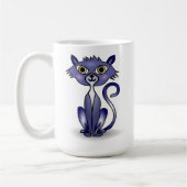 ブルー熱狂するキャットクラシックマググ コーヒーマグカップ (左)