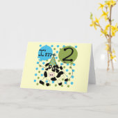 ブルー牛の2歳の誕生日Tシャツと贈り物 カード (黄色い花)