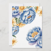 ブルー牡丹とイエローデイジー婚約パーティ 招待状 (裏面)