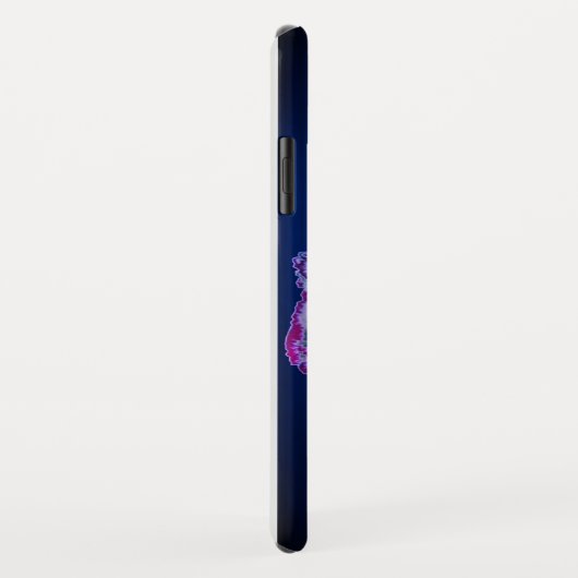 ブルー独身のフラワー携帯ケース氏名付き Case-Mate iPhoneケース (裏面/右)