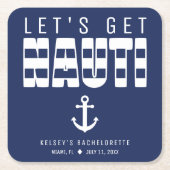 ブルー独身最後の夜パーティー スクエアペーパーコースター (正面)