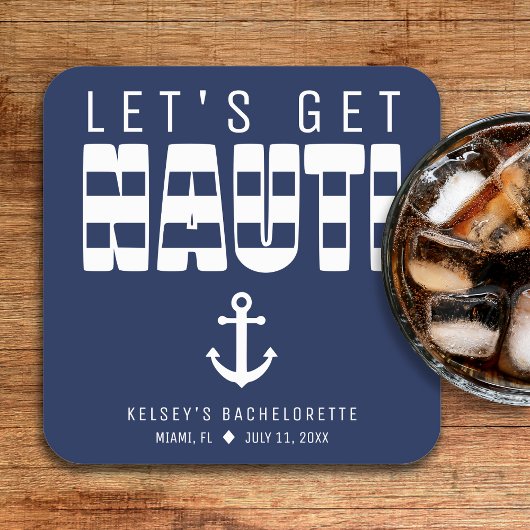 ブルー独身最後の夜パーティー スクエアペーパーコースター