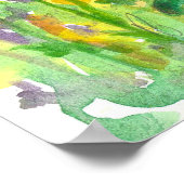 ブルー独身男性ボタンコーンフラワーウォーターカラーアート ポスター (角)