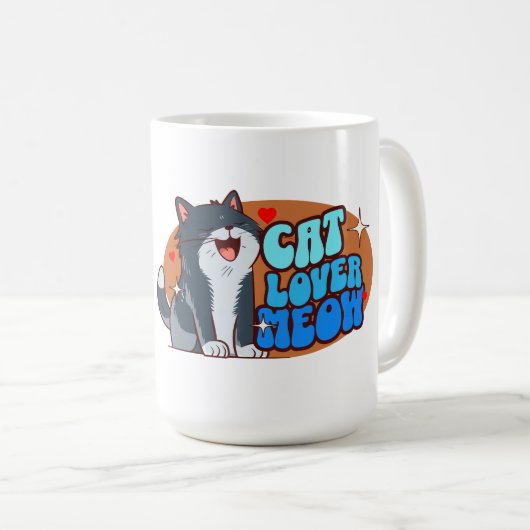 ブルー猫の猫好き コーヒーマグカップ (正面右)