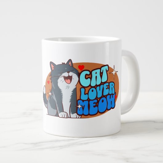 ブルー猫の猫好き ジャンボコーヒーマグカップ (正面右)
