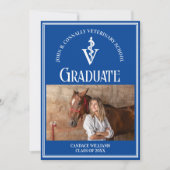 ブルー獣医学校フォトカスタム卒業式 案内状 (正面)