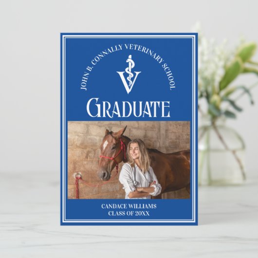 ブルー獣医学校フォトカスタム卒業式 案内状 (スタンド正面)