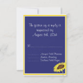 ブルー王室のとイエローサンフラワーズコレクションRSVP 出欠カード (裏面)